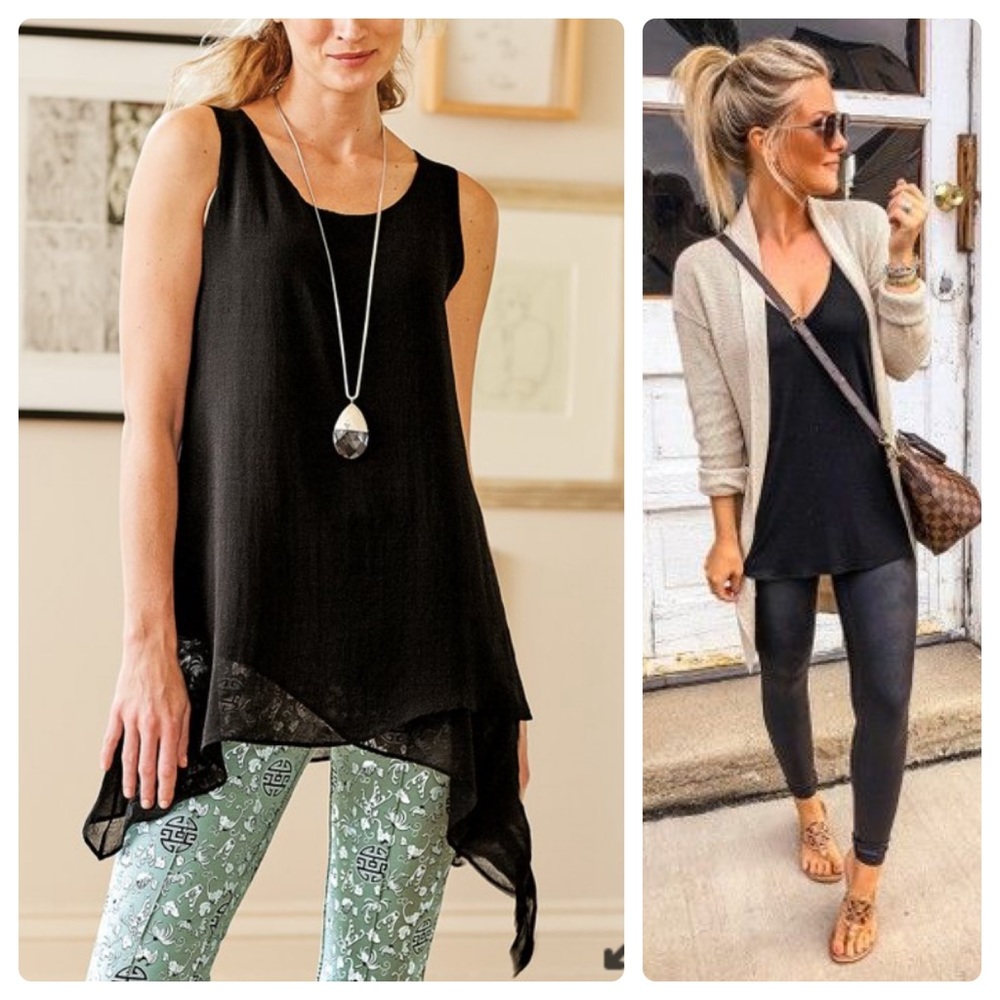 Soft Surroundings Black Asymmetrical Sleeveless Tunic